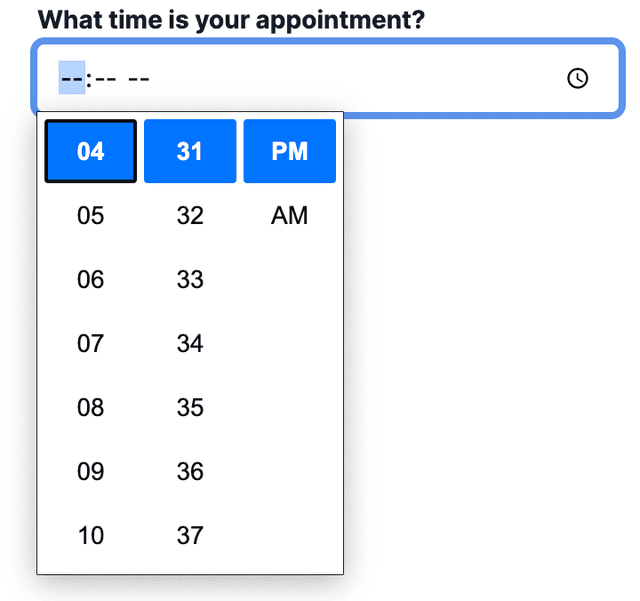 Chrome/Edge implementation of time picker